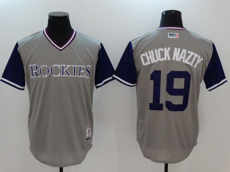 Men Colorado Rockies #19 Chuck nazty Gray Game Legend Edition MLB Jersey->cleveland indians->MLB Jersey